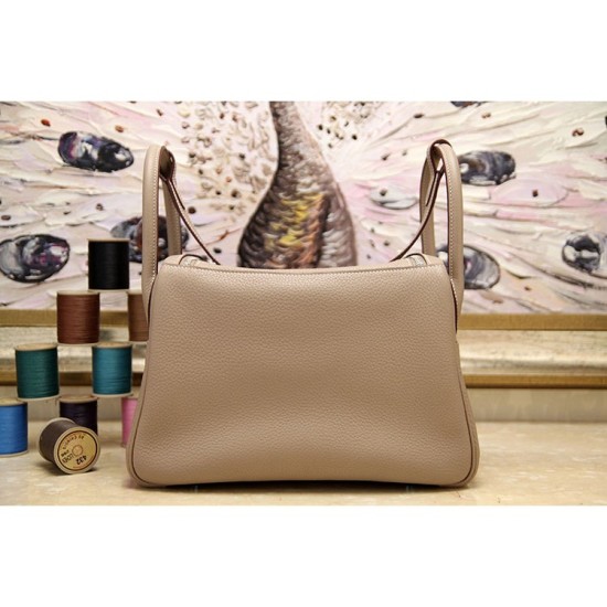 Replica Hermes Lindy 26cm 30cm 34cm Borsa in pelle grigia