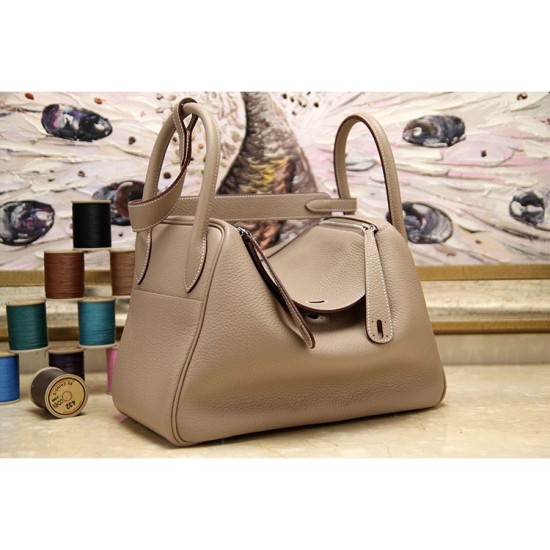 Replica Hermes Lindy 26cm 30cm 34cm Borsa in pelle grigia