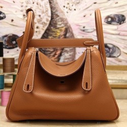 Replica Hermes Lindy 26cm 30cm 34cm Borsa in pelle marrone