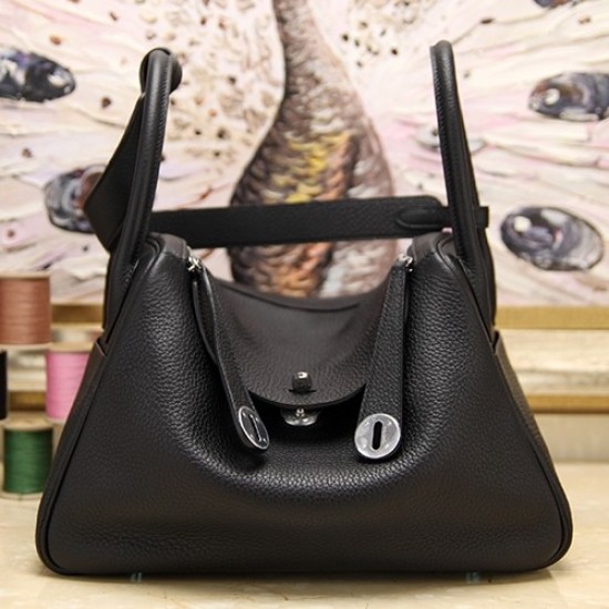 Replica Hermes Lindy 26cm 30cm 34cm Borsa in pelle nera