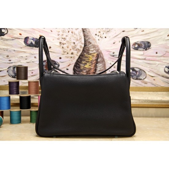 Replica Hermes Lindy 26cm 30cm 34cm Borsa in pelle nera