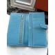Replica Hermes Bearn Portafoglio In Blue Jean pelle