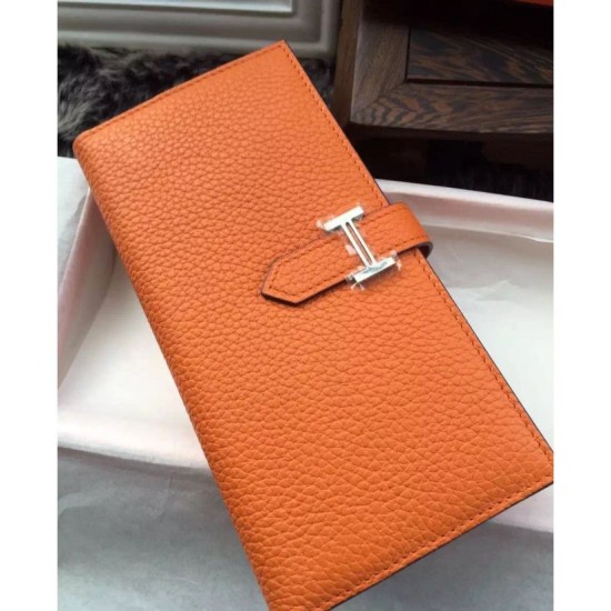 Replica Hermes Bearn Portafoglio in pelle arancione