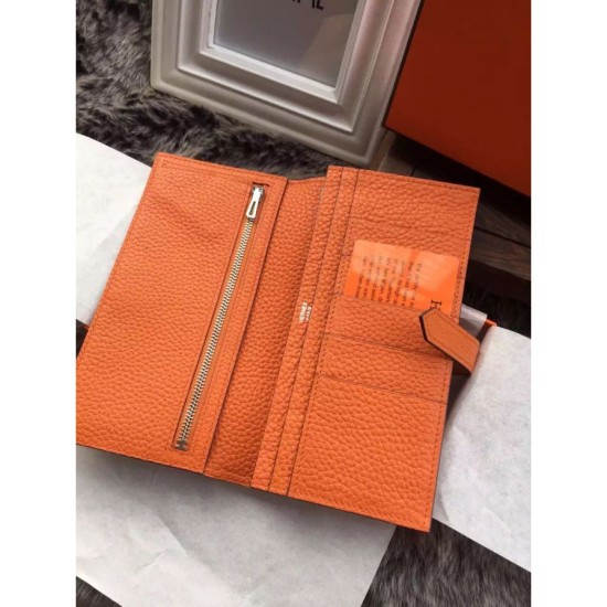Replica Hermes Bearn Portafoglio in pelle arancione