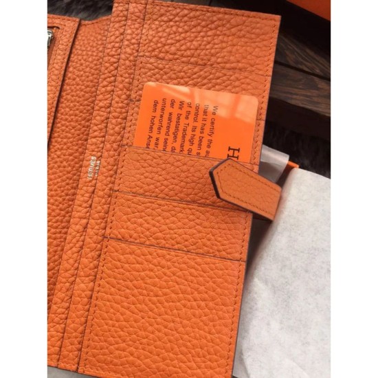 Replica Hermes Bearn Portafoglio in pelle arancione