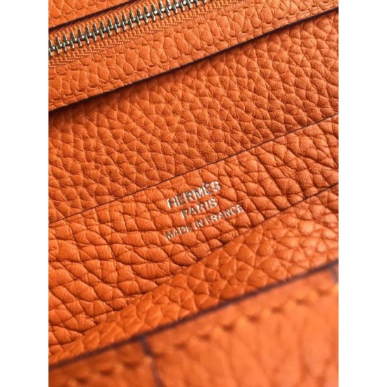 Replica Hermes Bearn Portafoglio in pelle arancione