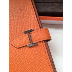 Replica Hermes Bearn Portafoglio in pelle arancione Epsom