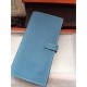 Replica Hermes Bearn Portafoglio in pelle blu Jean Epsom