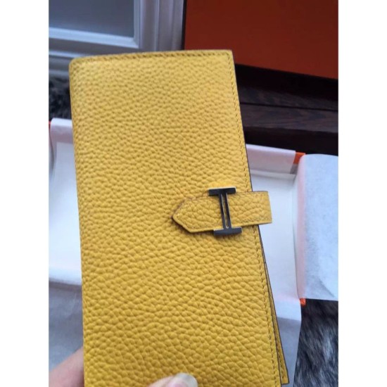 Replica Hermes Bearn Portafoglio in pelle gialla
