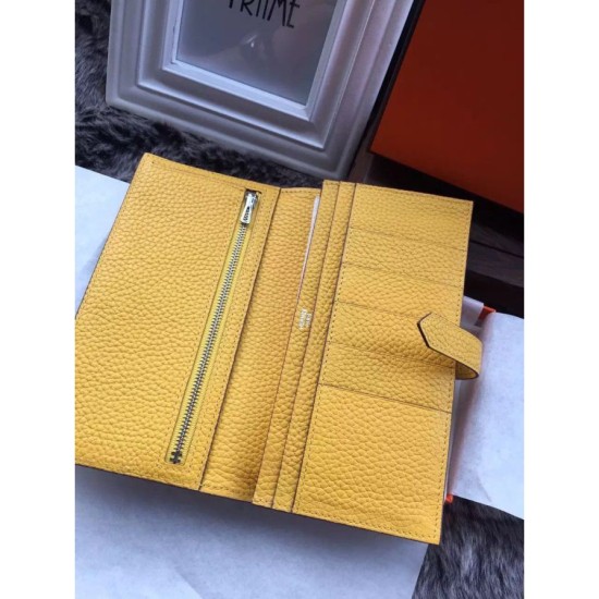 Replica Hermes Bearn Portafoglio in pelle gialla