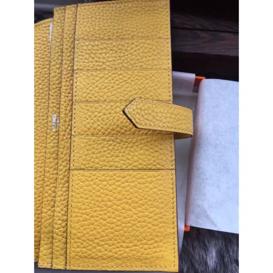 Replica Hermes Bearn Portafoglio in pelle gialla