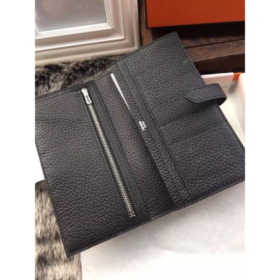 Replica Hermes Bearn Portafoglio in pelle nera