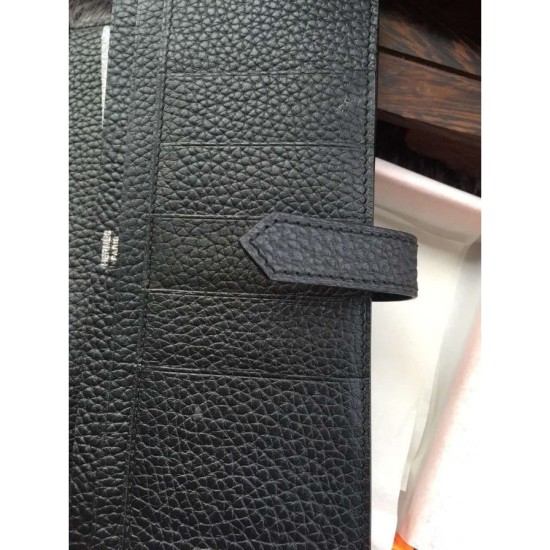 Replica Hermes Bearn Portafoglio in pelle nera