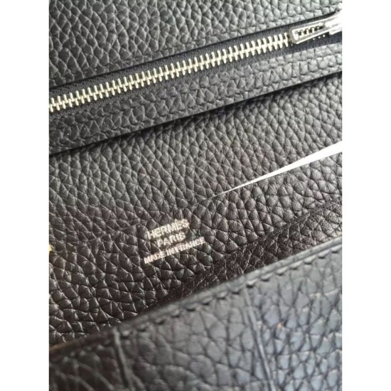 Replica Hermes Bearn Portafoglio in pelle nera