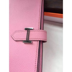 Replica Hermes Bearn Portafoglio in pelle rosa Epsom