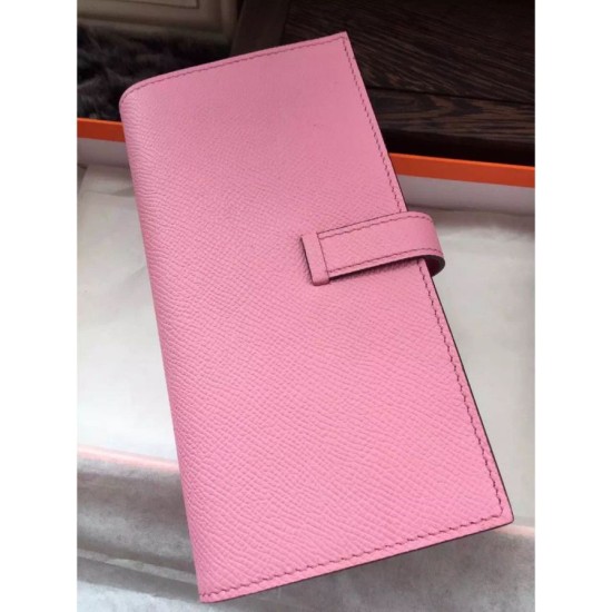 Replica Hermes Bearn Portafoglio in pelle rosa Epsom