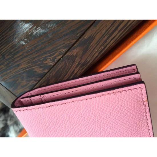 Replica Hermes Bearn Portafoglio in pelle rosa Epsom
