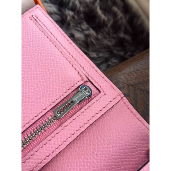Replica Hermes Bearn Portafoglio in pelle rosa Epsom