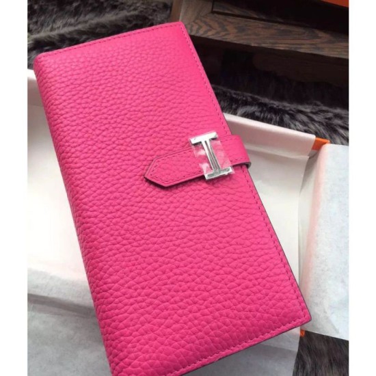 Replica Hermes Bearn Portafoglio in pelle Rosy