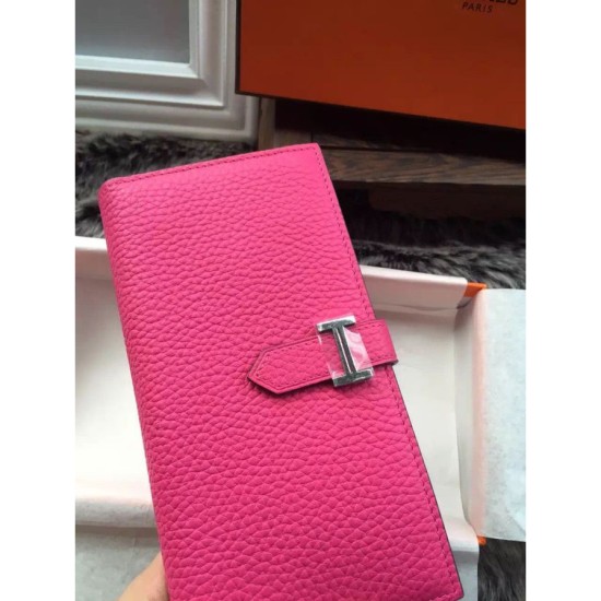 Replica Hermes Bearn Portafoglio in pelle Rosy