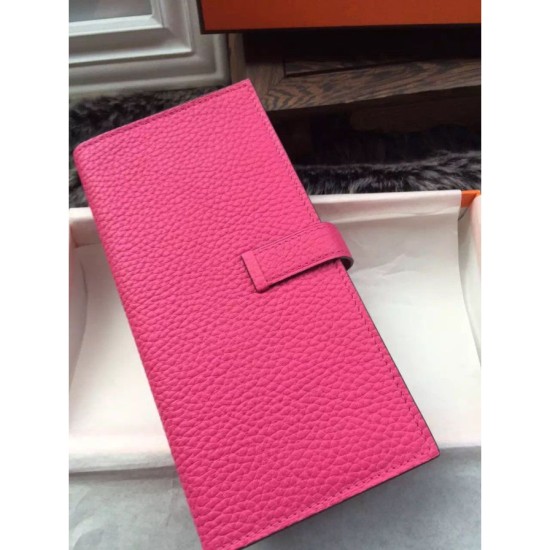 Replica Hermes Bearn Portafoglio in pelle Rosy