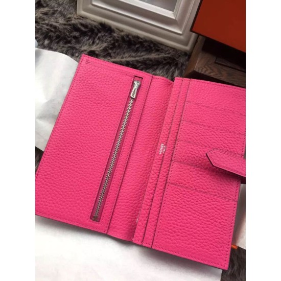 Replica Hermes Bearn Portafoglio in pelle Rosy