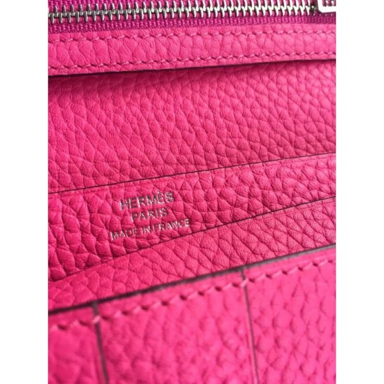 Replica Hermes Bearn Portafoglio in pelle Rosy