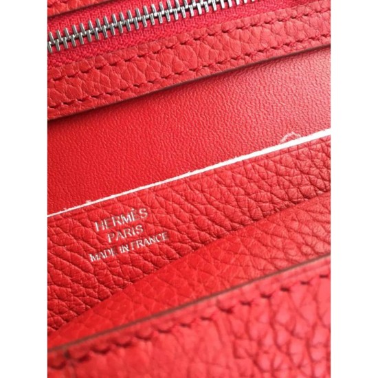 Replica Hermes Bearn Portafoglio in pelle Vermillion