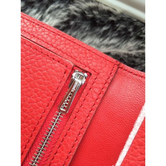 Replica Hermes Bearn Portafoglio in pelle Vermillion