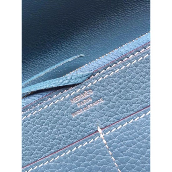 Replica Hermes Dogon Portafoglio In Blue Jean pelle