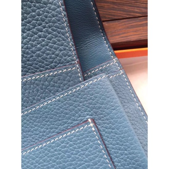 Replica Hermes Dogon Portafoglio In Blue Jean pelle