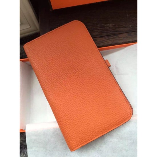 Replica Hermes Dogon Portafoglio in pelle arancione