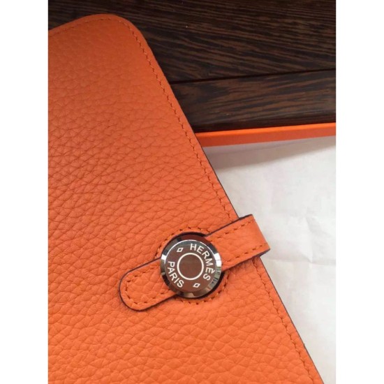 Replica Hermes Dogon Portafoglio in pelle arancione