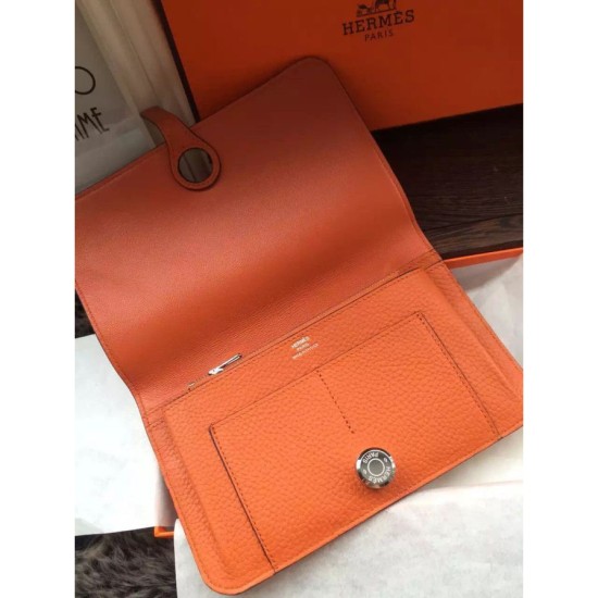 Replica Hermes Dogon Portafoglio in pelle arancione