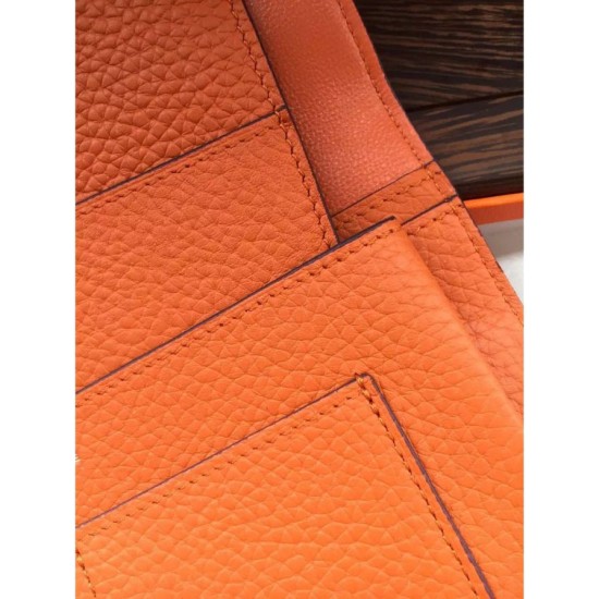 Replica Hermes Dogon Portafoglio in pelle arancione