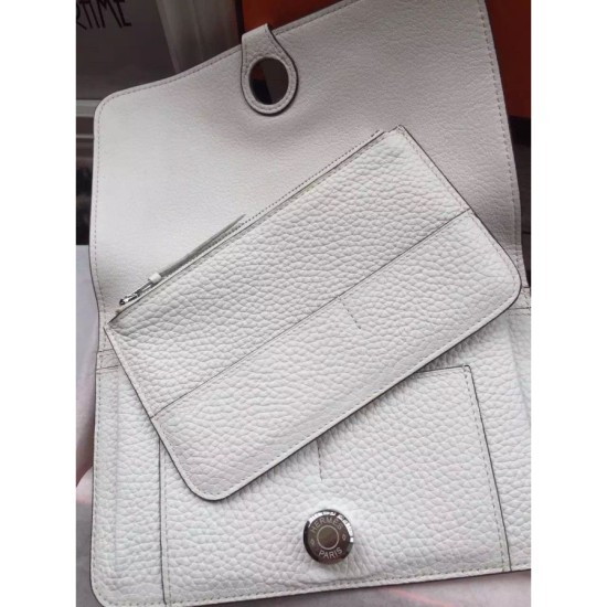 Replica Hermes Dogon Portafoglio in pelle bianca