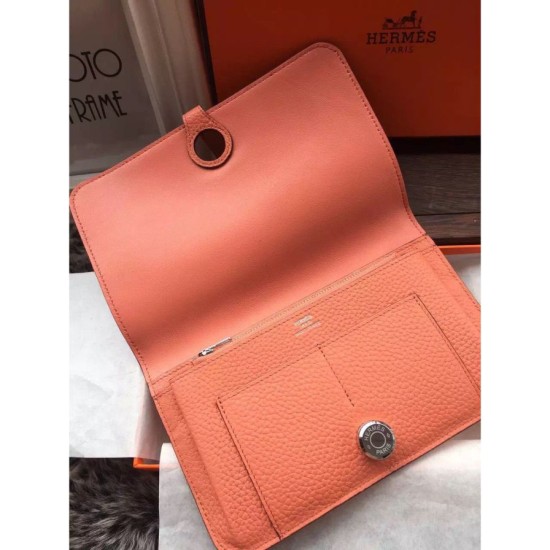 Replica Hermes Dogon Portafoglio in pelle Crevette
