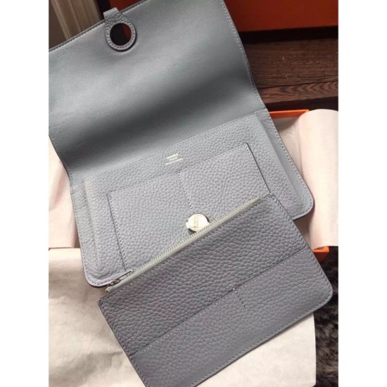 Replica Hermes Dogon Portafoglio in pelle grigia