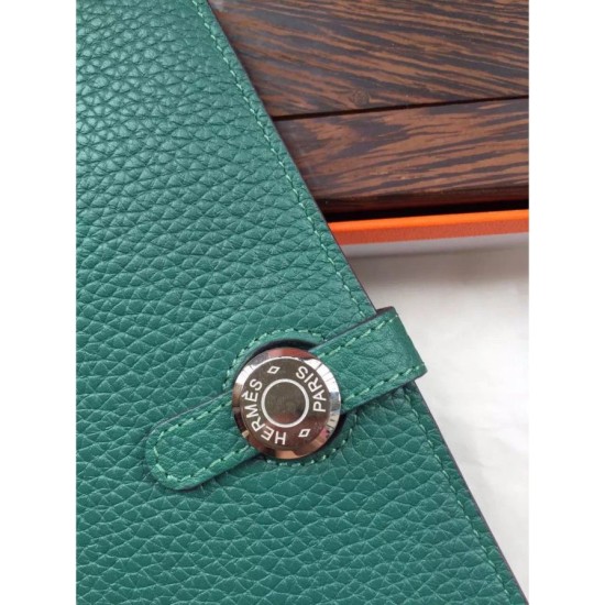 Replica Hermes Dogon Portafoglio in pelle Malachite