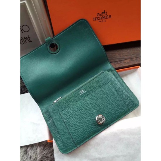 Replica Hermes Dogon Portafoglio in pelle Malachite