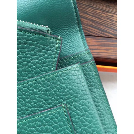 Replica Hermes Dogon Portafoglio in pelle Malachite