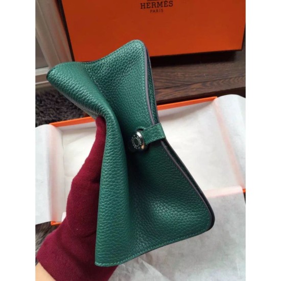 Replica Hermes Dogon Portafoglio in pelle Malachite