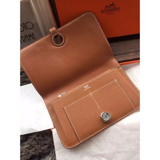 Replica Hermes Dogon Portafoglio In pelle marrone