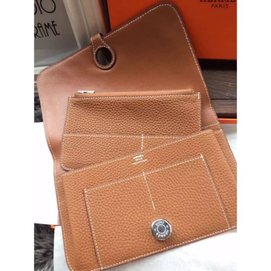 Replica Hermes Dogon Portafoglio In pelle marrone