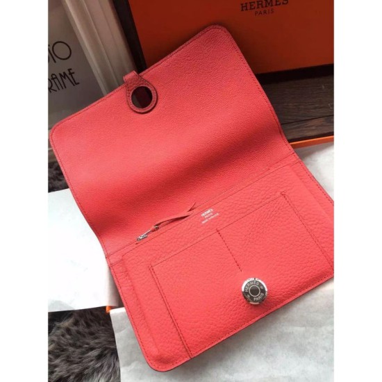 Replica Hermes Dogon Portafoglio in pelle rosa Jaipur
