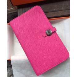 Replica Hermes Dogon Portafoglio in pelle Rose Tyrien