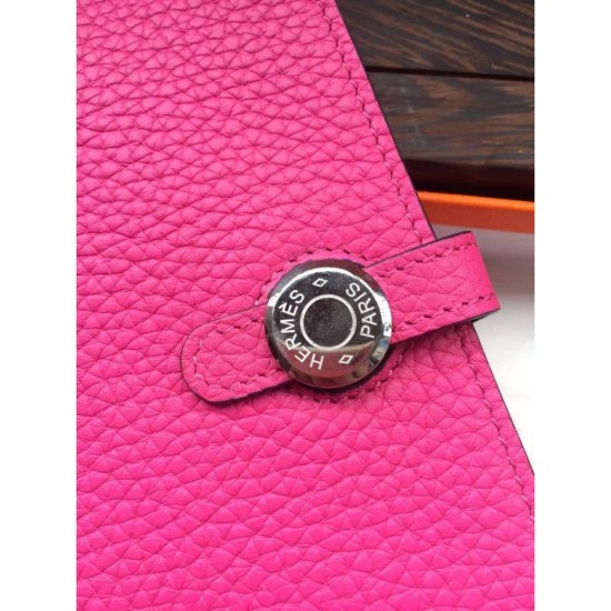 Replica Hermes Dogon Portafoglio in pelle Rose Tyrien