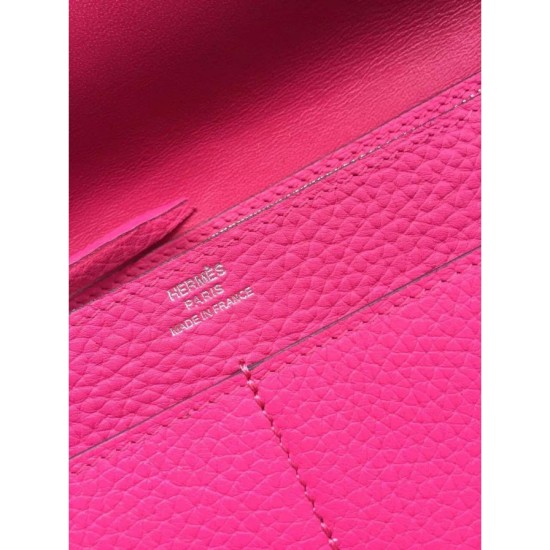 Replica Hermes Dogon Portafoglio in pelle Rose Tyrien