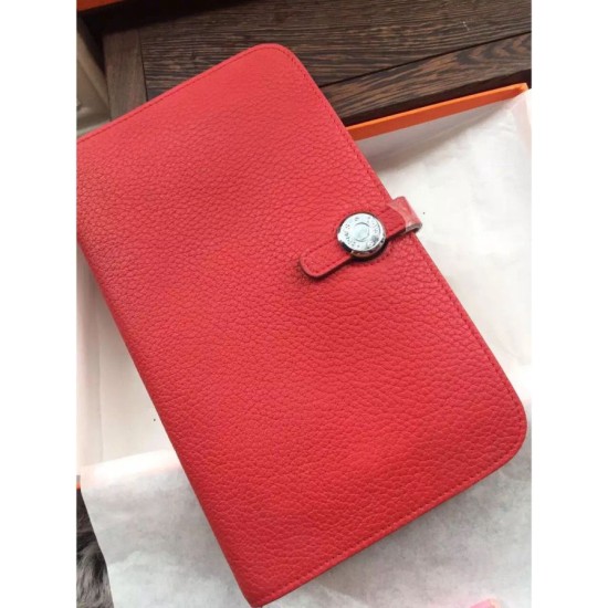 Replica Hermes Dogon Portafoglio in pelle Vermillion