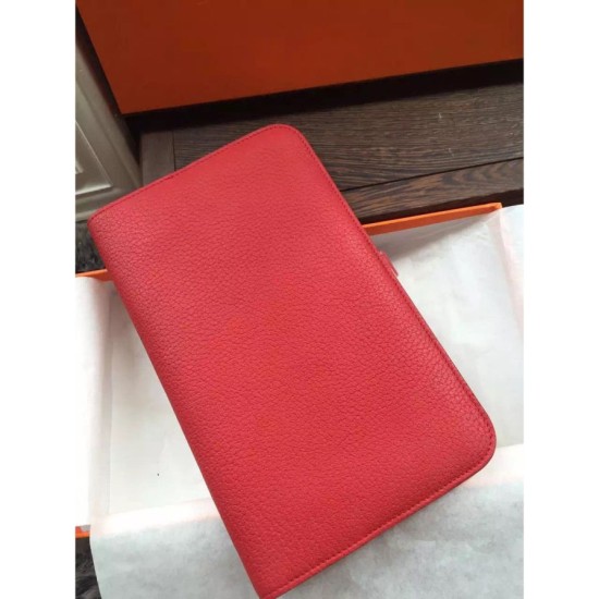 Replica Hermes Dogon Portafoglio in pelle Vermillion